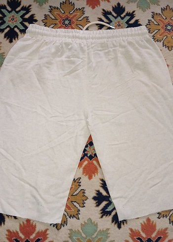 Ünisex Kırık Beyaz Keten Şort - Görsel 2