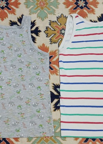 Renkli Çizgili ve Baskılı Çocuk Atletleri - Görsel 2