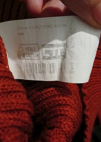 Koyu Turuncu Boğazlı Triko Kazak - Görsel 5