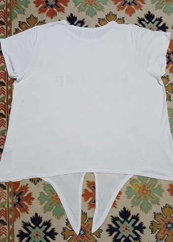 Beyaz Baskılı Pamuklu Tişört - Görsel 2