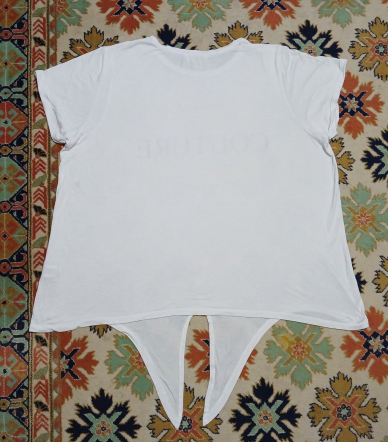 Beyaz Baskılı Pamuklu Tişört - Görsel 2