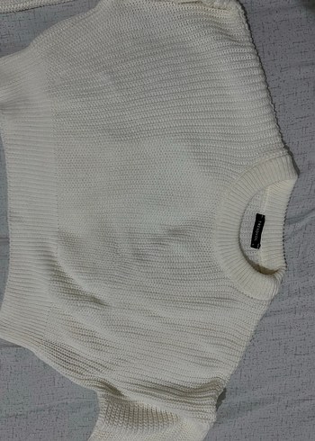 Ekru Crop Triko Kadın Kazak - Görsel 2