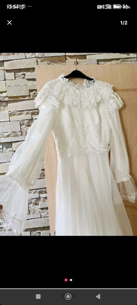 Uzun Kollu Bohem Vintage Gelinlik - Görsel 2