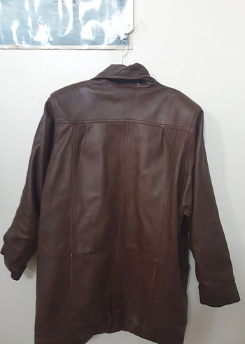 Düğmeli Kahverengi hakiki Deri Kadın Ceket - Görsel 5