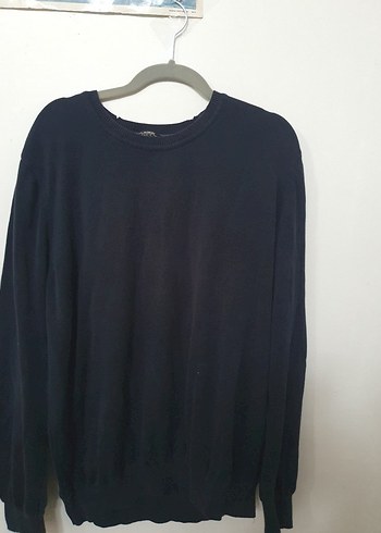 Erkek Siyah Yün Bisiklet Yaka Kazak - Görsel 2