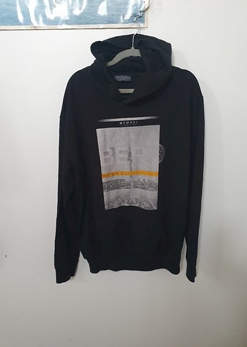 büyük beden Siyah Kapüşonlu Baskılı Oversize Sweatshirt - Görsel 2