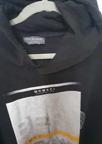 büyük beden Siyah Kapüşonlu Baskılı Oversize Sweatshirt - Görsel 4