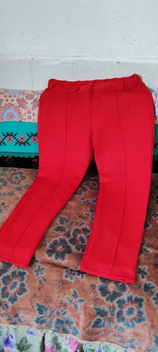 Kadın Kırmızı Regular Fit Kumaş Pantolon - Görsel 2