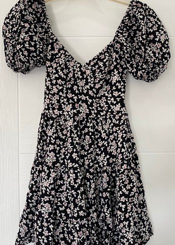 Çiçek Desenli Siyah Midi Bohem Elbise - Görsel 3