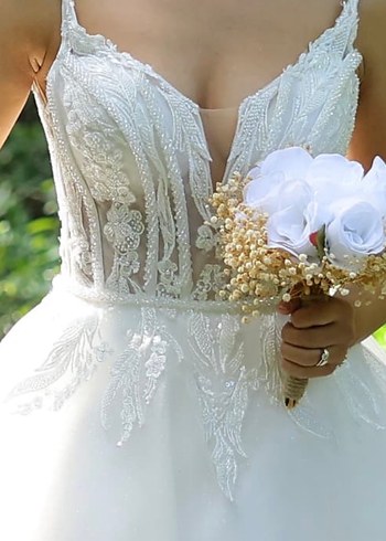 Özel dikim Korse detay boncuk işlemeli  A Kesim Gelinlik - Görsel 5