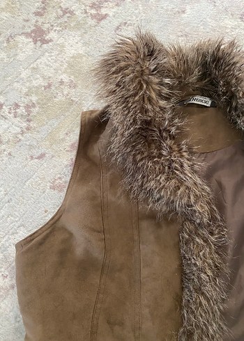 Kahverengi Süet Kürklü Kadın Yelek - Görsel 4