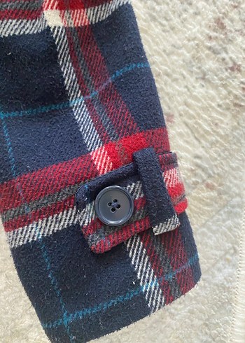 Kapüşonlu Kürklü Ekose Kız Mont - Görsel 8