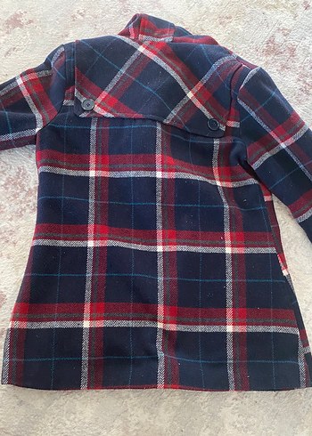 Kapüşonlu Kürklü Ekose Kız Mont - Görsel 6