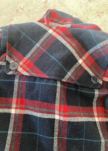 Kapüşonlu Kürklü Ekose Kız Mont - Görsel 7