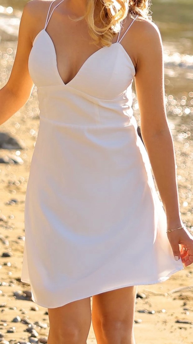 Beyaz Midi Mini nikah Elbisesi - Görsel 2