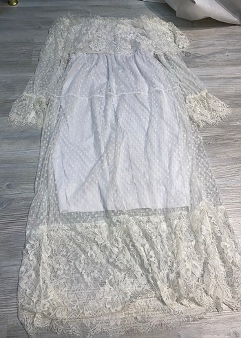 Uzun Kollu, Tekneden Yaka Bohem Gelinlik - Görsel 6