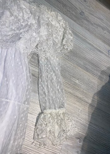 Uzun Kollu, Tekneden Yaka Bohem Gelinlik - Görsel 4