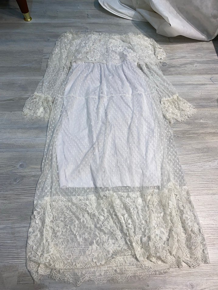 Uzun Kollu, Tekneden Yaka Bohem Gelinlik - Görsel 5