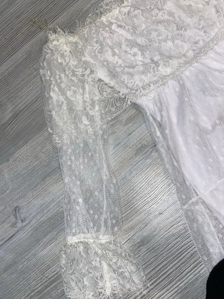 Uzun Kollu, Tekneden Yaka Bohem Gelinlik - Görsel 3