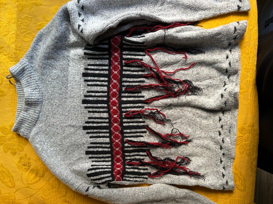 Nakışlı Bohem Gri Kadın Kazak - Görsel 2