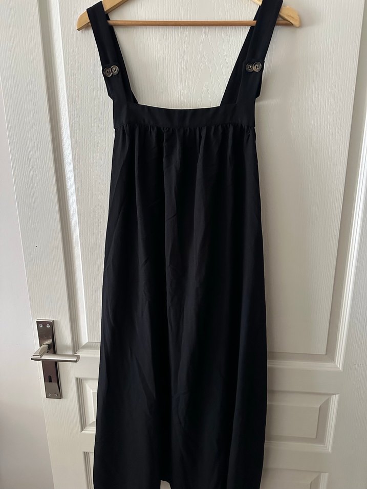 Siyah Keten Salaş Hamile Tulum - Görsel 2