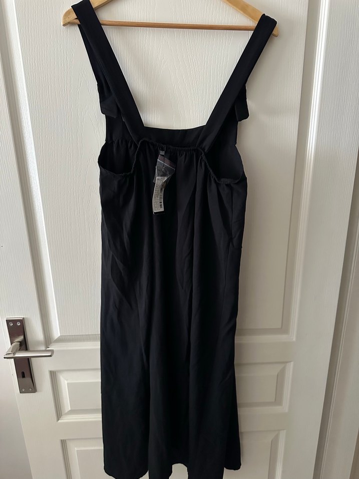 Siyah Keten Salaş Hamile Tulum - Görsel 4