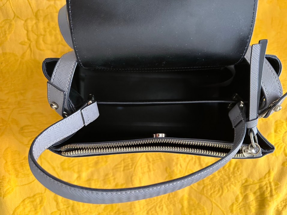 Gri Deri Kadın Çanta Fermuarlı - Görsel 4