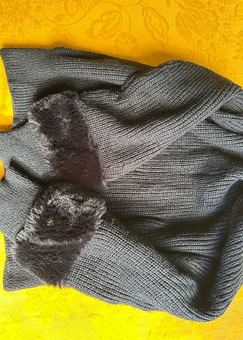 Gri Boğazlı Triko Kadın Kazak - Görsel 3