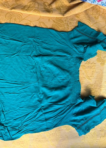 Bohem Çiçek Desenli ve düz yeşil renk 2li Bluz - Görsel 2