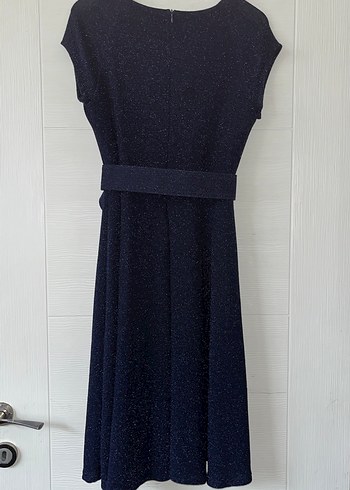 Sim Detaylı Lacivert Uzun Abiye Elbise - Görsel 7