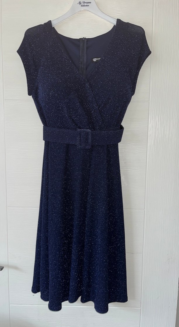 Sim Detaylı Lacivert Uzun Abiye Elbise - Görsel 3