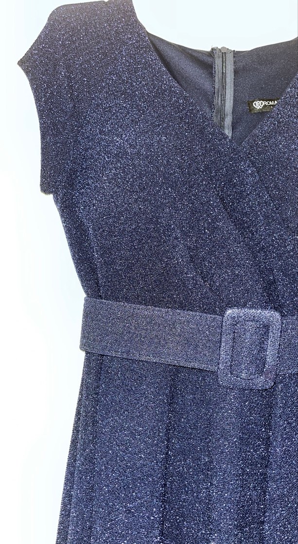 Sim Detaylı Lacivert Uzun Abiye Elbise - Görsel 5