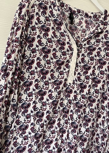 Mor Desenli Uzun Kollu Bohem Tunik - Görsel 4