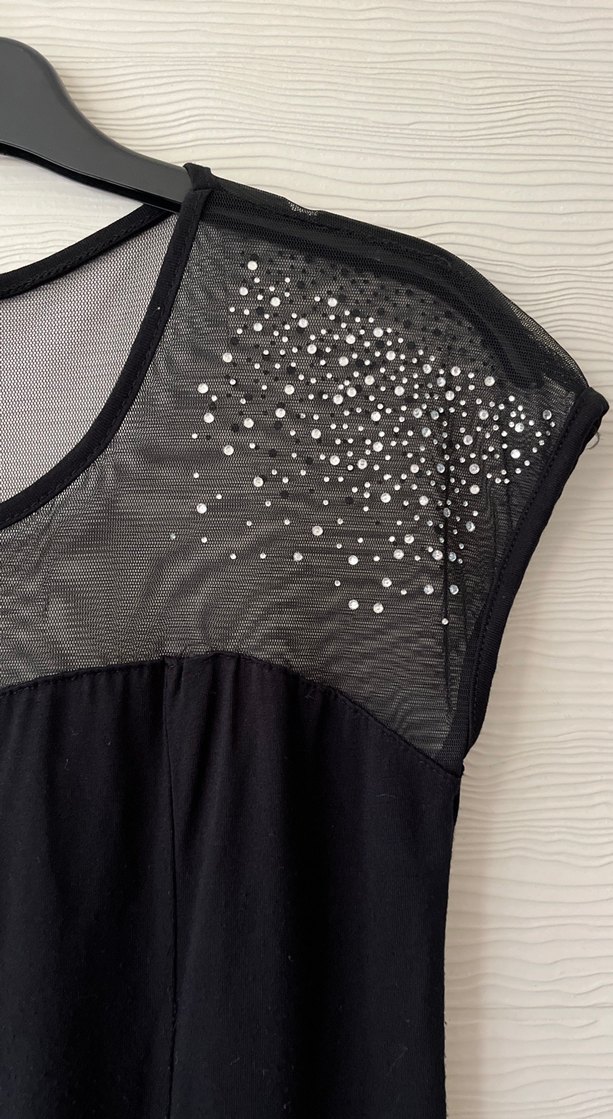 Siyah Payetli Kolsuz Kadın Bluz - Görsel 2