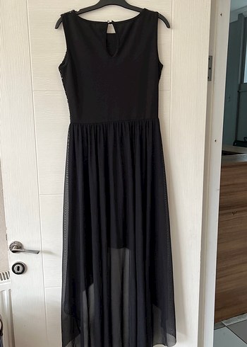 Siyah Straplez Uzun Abiye Elbise - Görsel 5