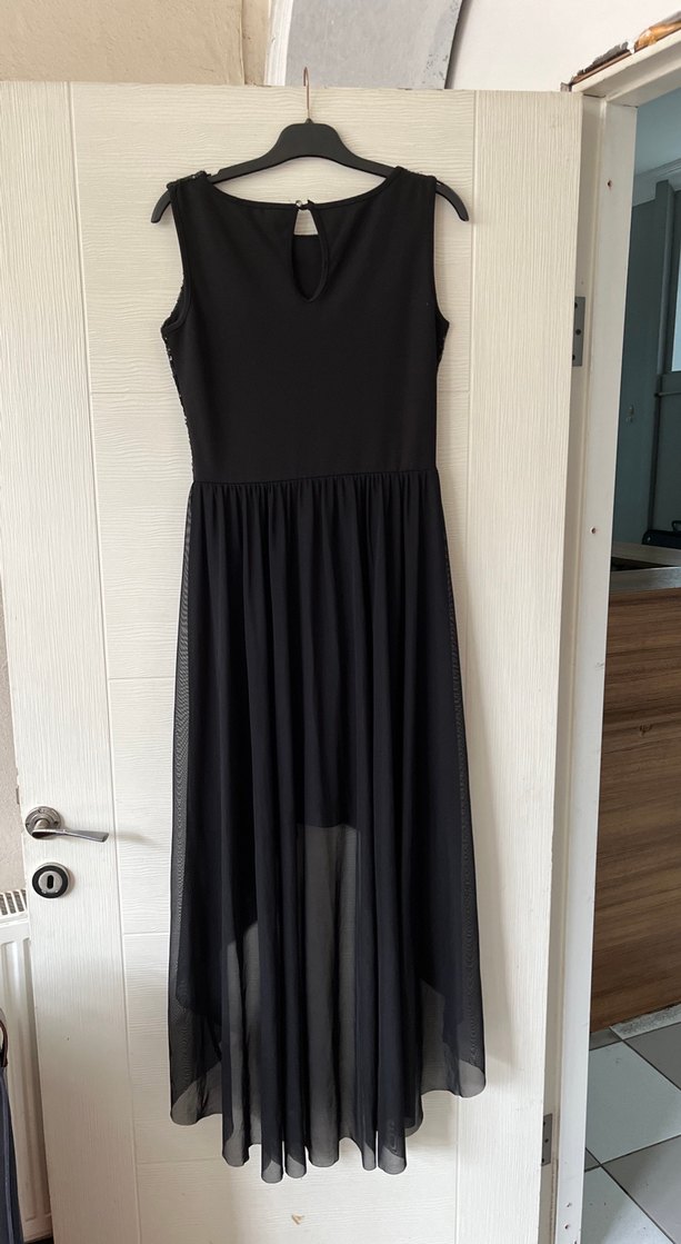 Siyah Straplez Uzun Abiye Elbise - Görsel 5