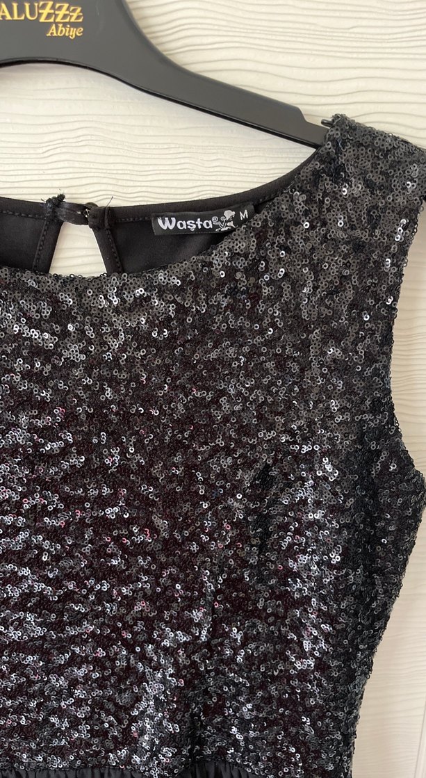 Siyah Straplez Uzun Abiye Elbise - Görsel 3