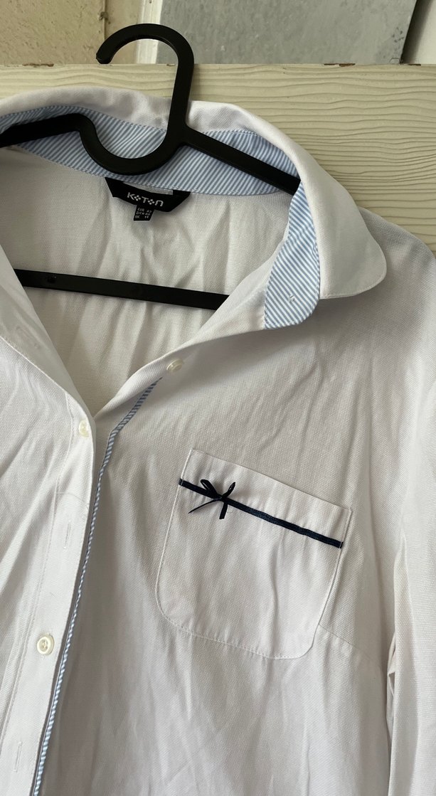 Pamuk Beyaz Uzun Kollu Kadın Gömlek - Görsel 2