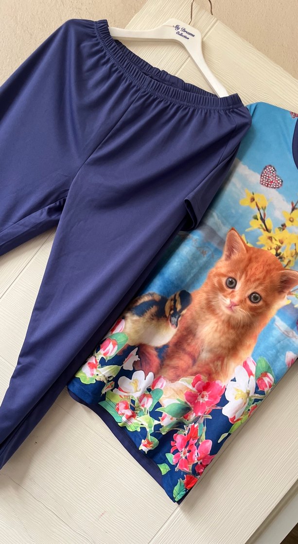 Renkli Baskılı Mavi Sokak Stili Kedi Kıyafeti - Görsel 4