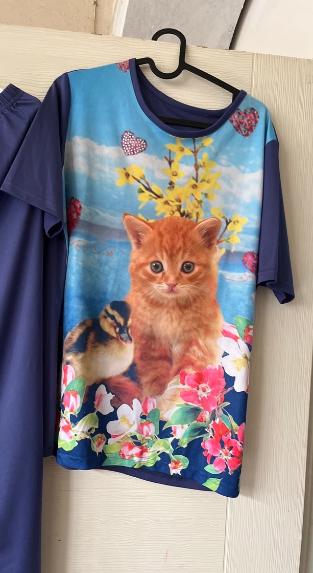 Renkli Baskılı Mavi Sokak Stili Kedi Kıyafeti - Görsel 2