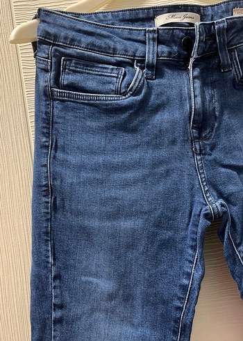 Kadın Mavi Normal Kesim Midi Kot Pantolon - Görsel 3