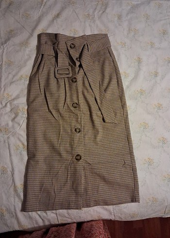 Düğmeli Kadın Midi Etek - Görsel 2