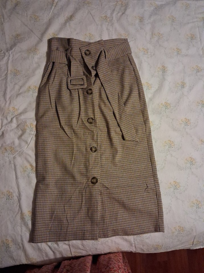 Düğmeli Kadın Midi Etek - Görsel 2