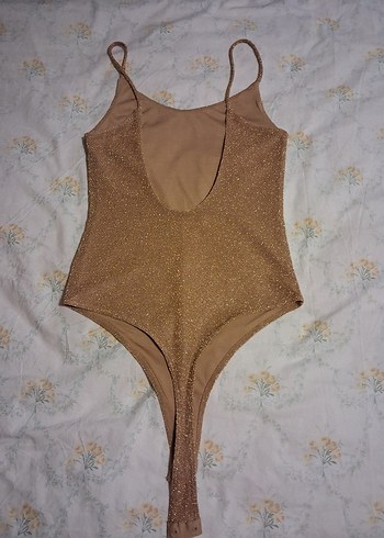 Parlak Kahverengi Payetli Kolsuz Mayo - Görsel 2