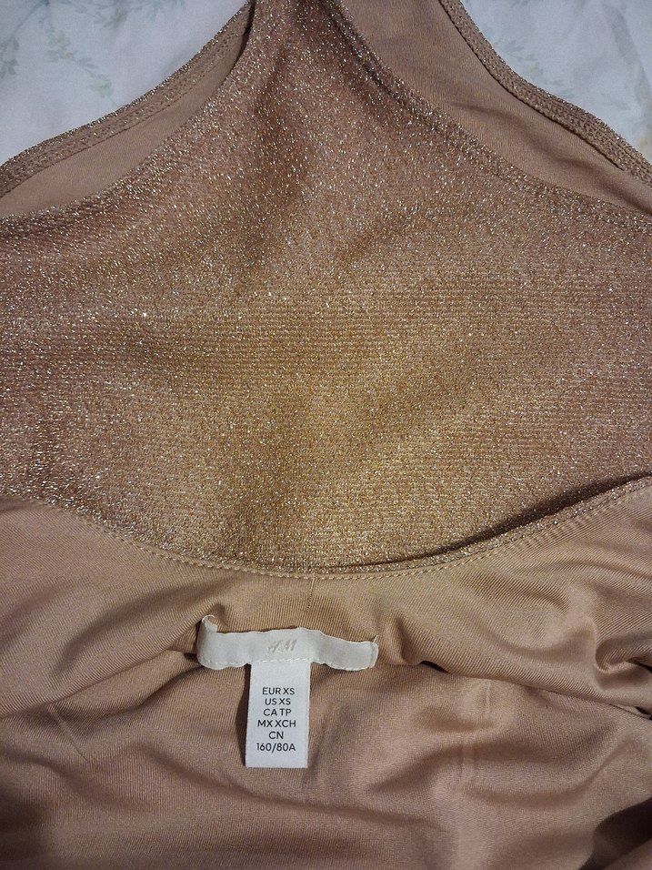 Parlak Kahverengi Payetli Kolsuz Mayo - Görsel 3