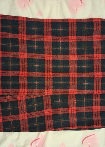 Kırmızı Ekose Midi Pilili Etek - Görsel 3