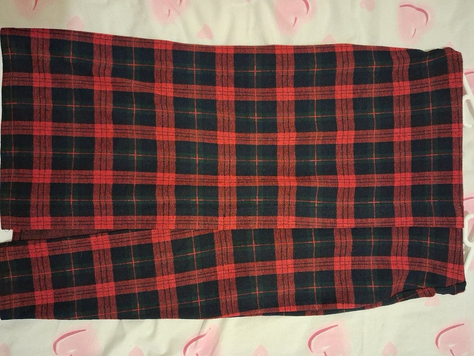 Kırmızı Ekose Midi Pilili Etek - Görsel 3