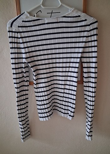 lefties marka Uzun Kollu İnce Çizgili Kadın Kazak - Görsel 2