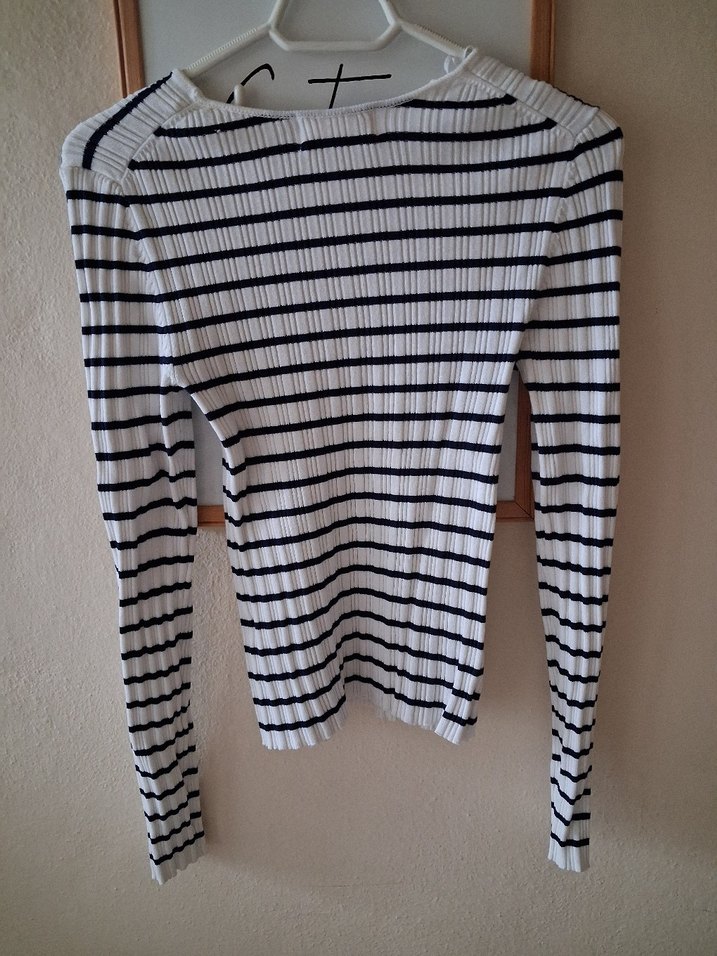 lefties marka Uzun Kollu İnce Çizgili Kadın Kazak - Görsel 2