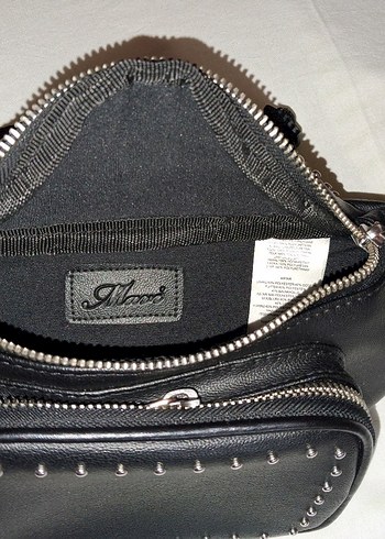 Siyah Nakışlı Deri Biker Bel Çantası - Görsel 2